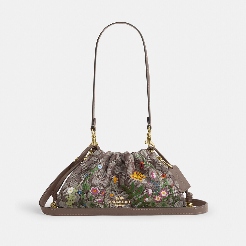 Coach Outlet Faye Shoulder Bag In Signature Jacquard With Floral Embroidery